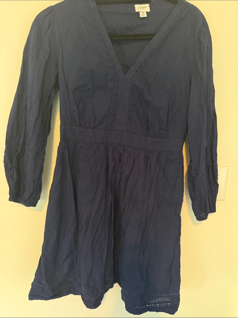 J. Crew Navy V‑Neck Cotton Casual Dress